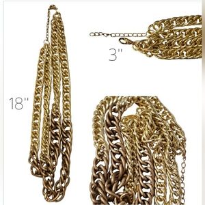 Multi-Chain Layered Necklace in Gold and Bronze